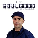 Bill Fragos with the words Soulgood behind him. It's all about House Music.