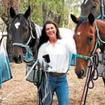 Cristelle Capitani Autism Horses Australia standing with 3 Horses